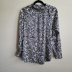 LOFT Black and White Animal Print Blouse